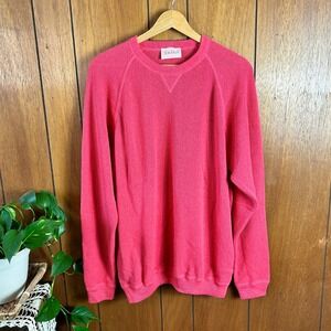 Vintage 100% Baby Alpaca Crewneck Sweatshirt Coral Pink Raglan Sleeve Pullover L